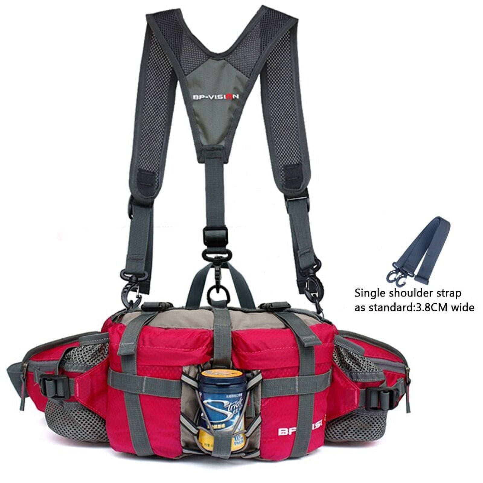 Running Bags Outdoor Fanny Pack Hiking Camping Biking Waterproof Waist Pack 2 Water Bottle Holder Sports Bag for Women Men Black