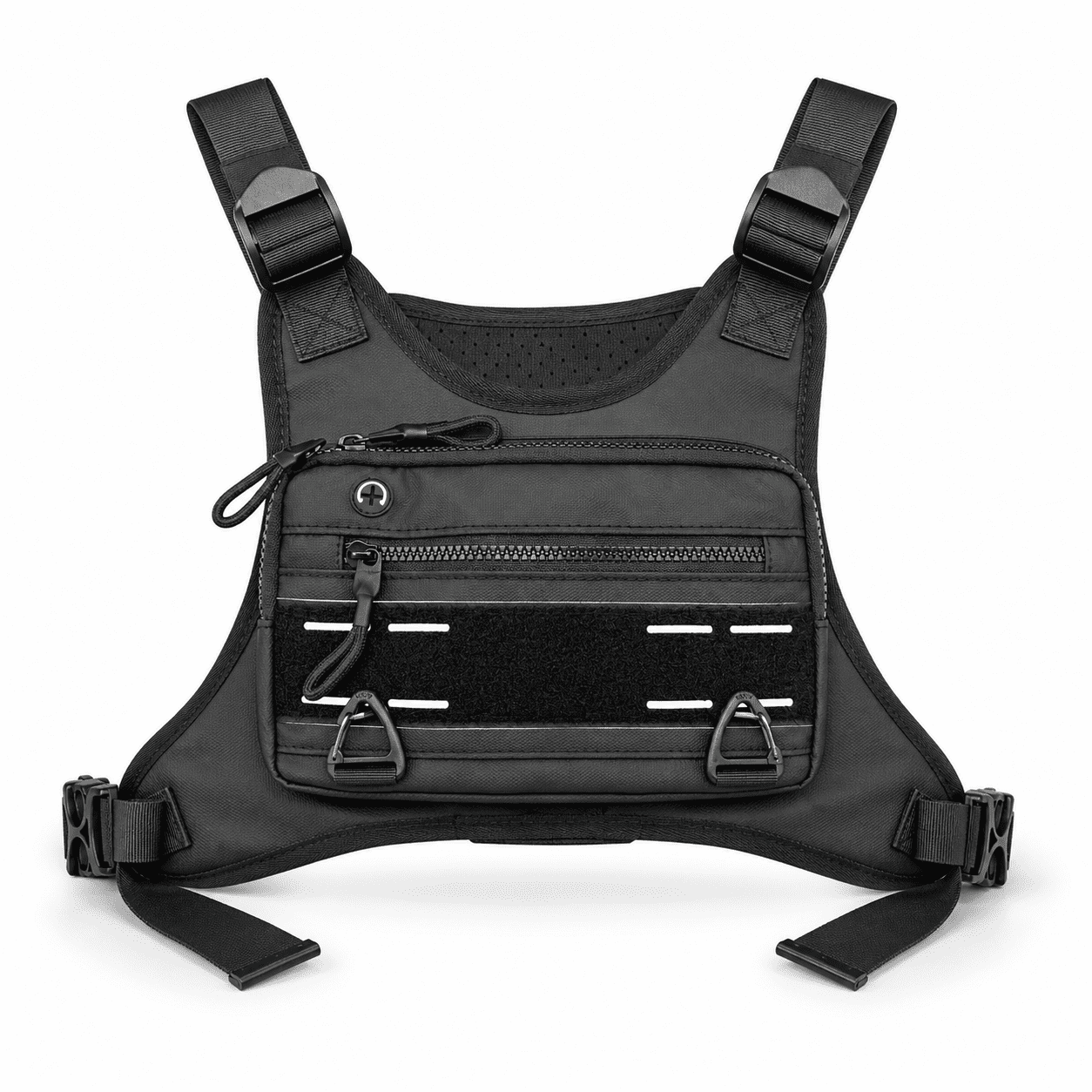 Sports Chest Bag for Men Water Resistant Lightweight Front Running Vest Bag With Phone Holder & Extra Storage for Workouts Cycling Black