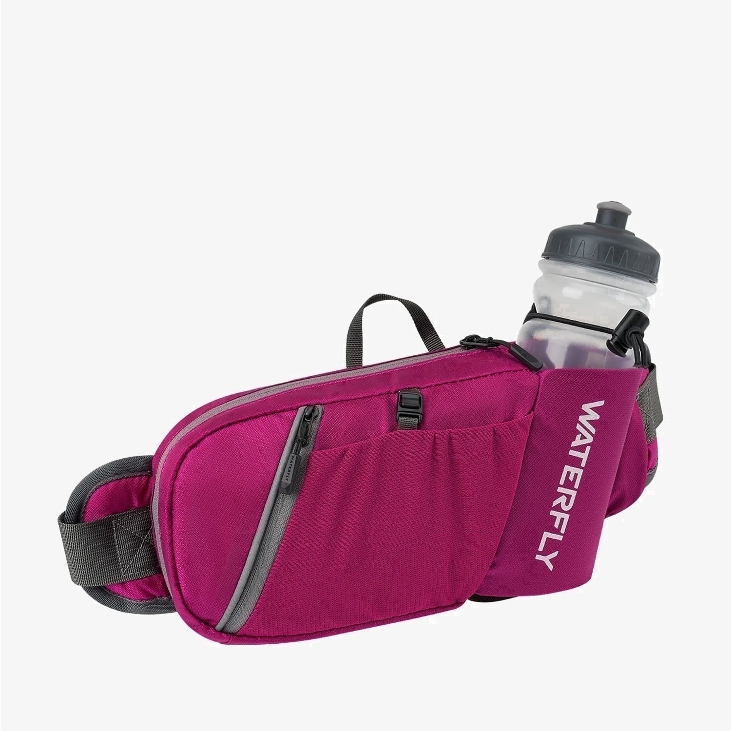 WATERFLY Unisex with Bottle Holder Running Walking Hiking Nylon Fanny Pack Waist Bag,,Blue