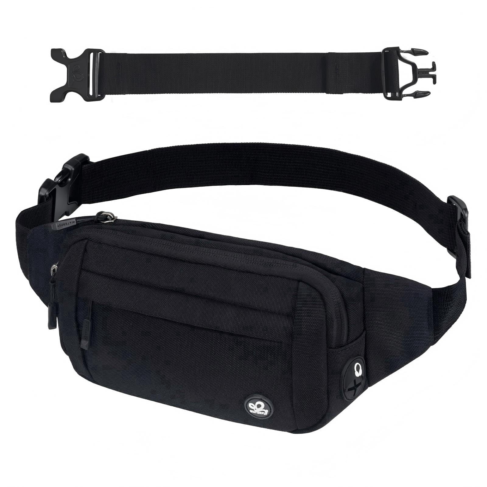 WATERFLY Unisex Lightweight Running Hiking Jogging Nylon Fanny Pack Waist Bag-Dark Blue