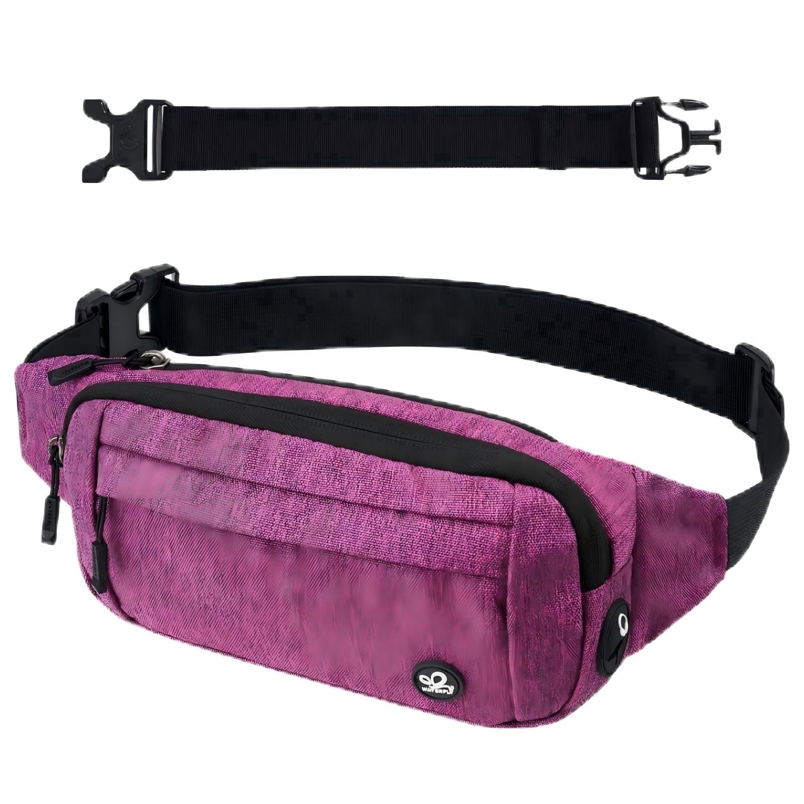 WATERFLY Unisex Lightweight Running Hiking Jogging Nylon Fanny Pack Waist Bag-Dark Blue
