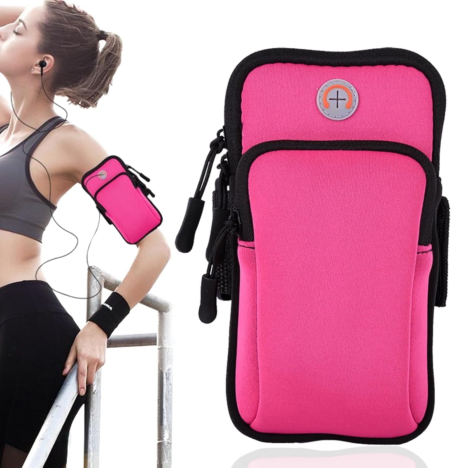 ZWHong Running Phone Holder, Universal Phone Armband for iPhone & Samsung, Workout Phone Holder with Arm Band, Secure Running Armband for Men & Women, Gym Exercise Phone Sleeve（black）