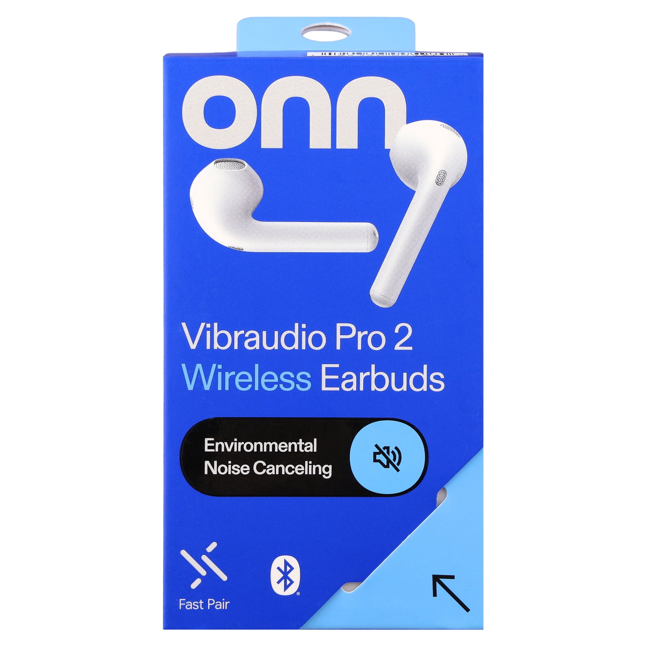 Onn Vibraudio Pro 2 Wireless Earbuds with Bluetooth and Noise Canceling, Black