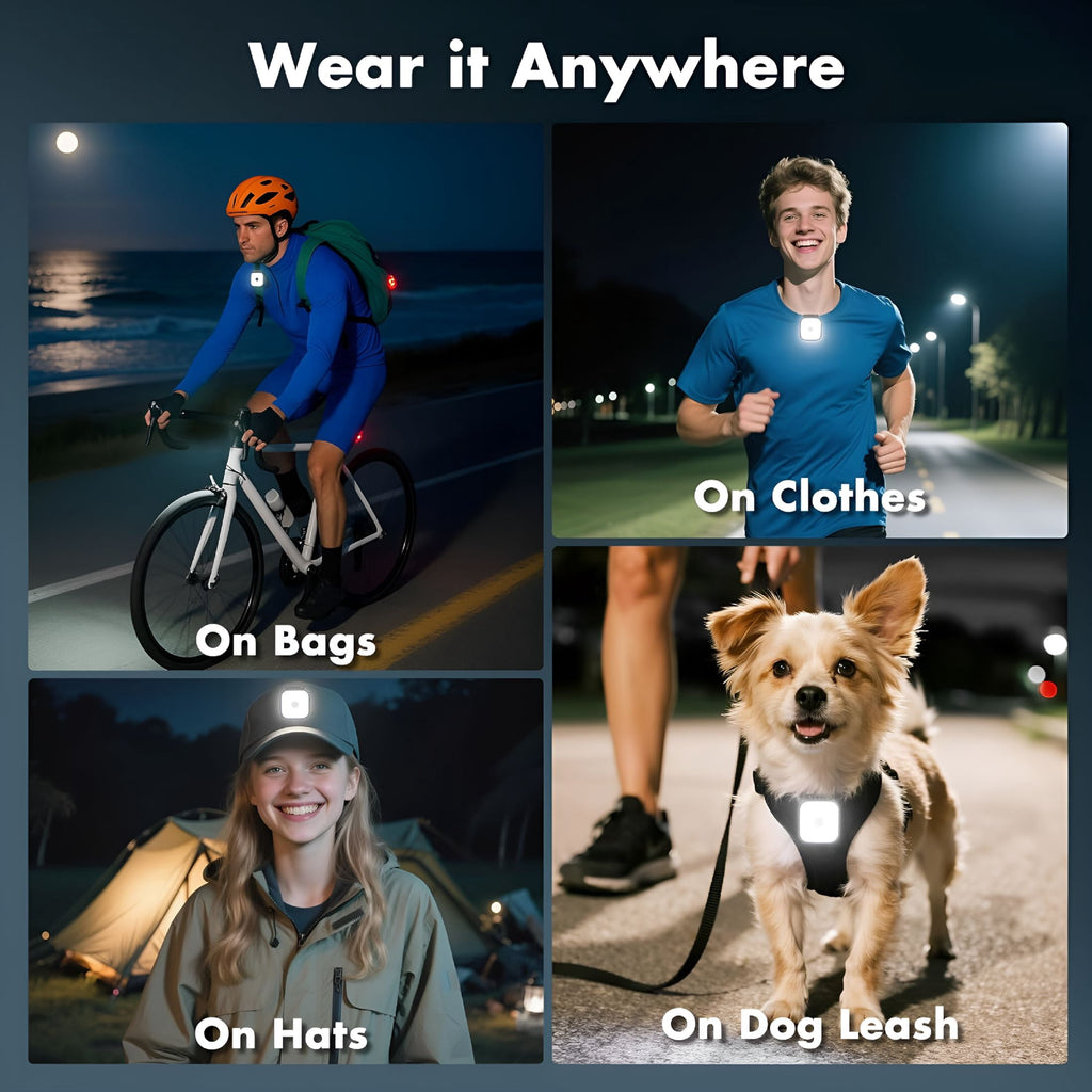 HIBIBUD 2 Pack Running Lights for Runners Rechargeable Clip on Flashlight,Running Accessories for Men,Walking Light for Night Walking,4 Modes Safety Dog Light,Jogging Biking Hiking Camping