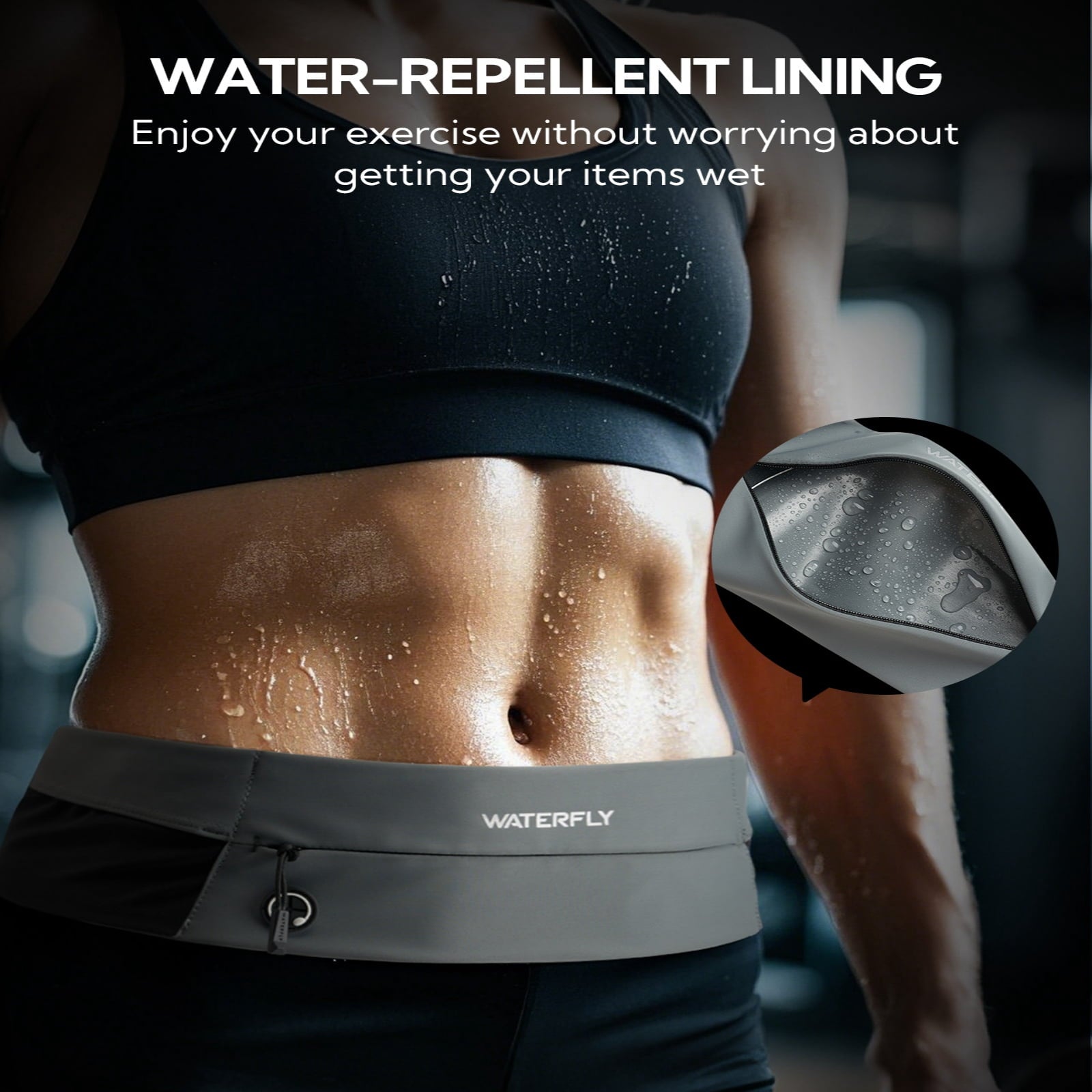 WATERFLY Unisex Adjustable Hiking Jogging Fitness Nylon Running Waist Belt,Black