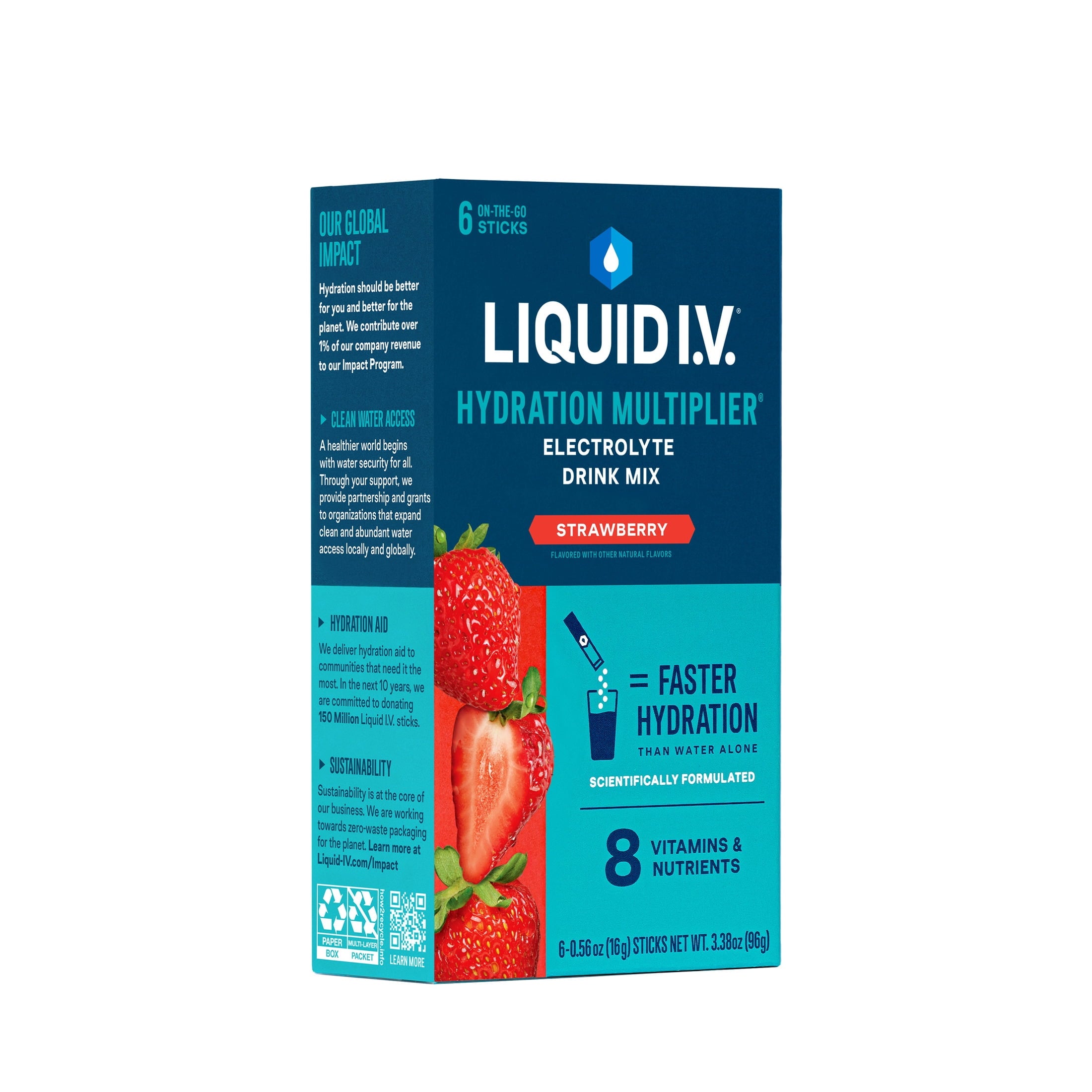 Liquid I.V.® Strawberry Hydration Multiplier® Powdered Electrolyte Drink Mix, 6 Count Packets