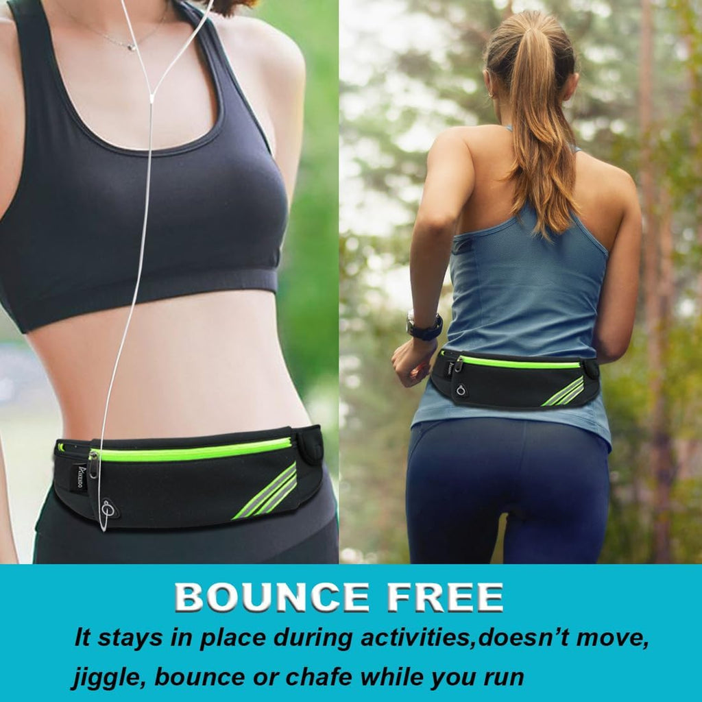 AOMRCOL Slim Running Belt Fanny Pack Phone Holder Money Belt Women and Men | Waist Pack Bag for Hiking Cycling Workout Travelling, Reflective Runners Belt Jogging Pouch, Sport Gear Accessories