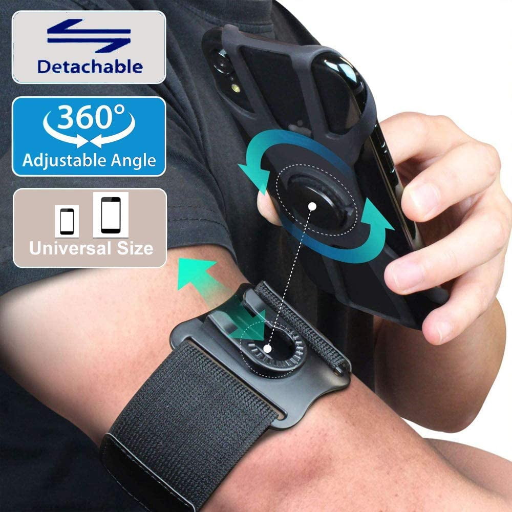 Somnr 3 in 1 Running Phone Armband, 360Rotatable Bike Phone Holder, with Rugged Case, Black