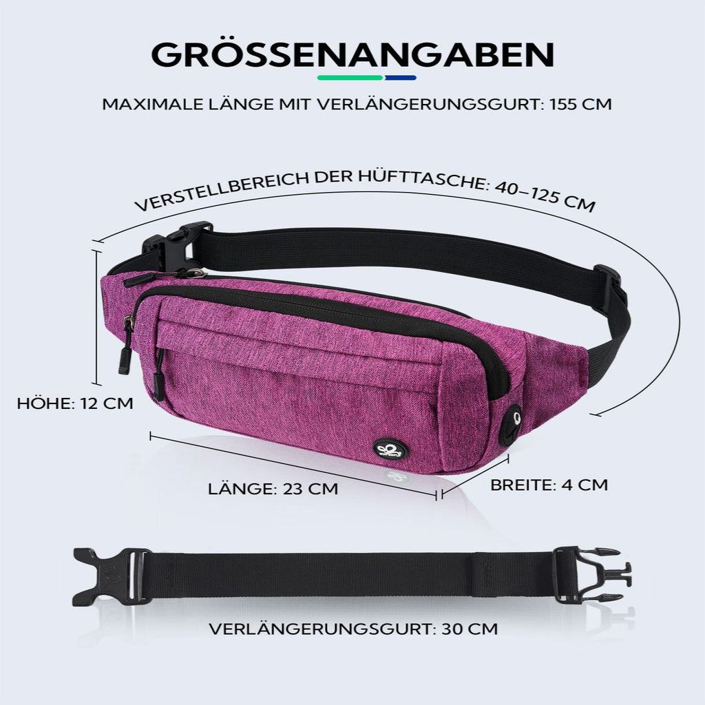 WATERFLY Unisex Lightweight Running Hiking Jogging Nylon Fanny Pack Waist Bag-Dark Blue