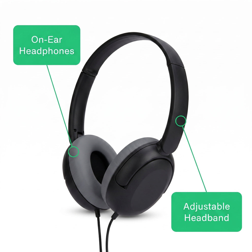 onn On-Ear Headphones with 3.5 mm Connector, Pink