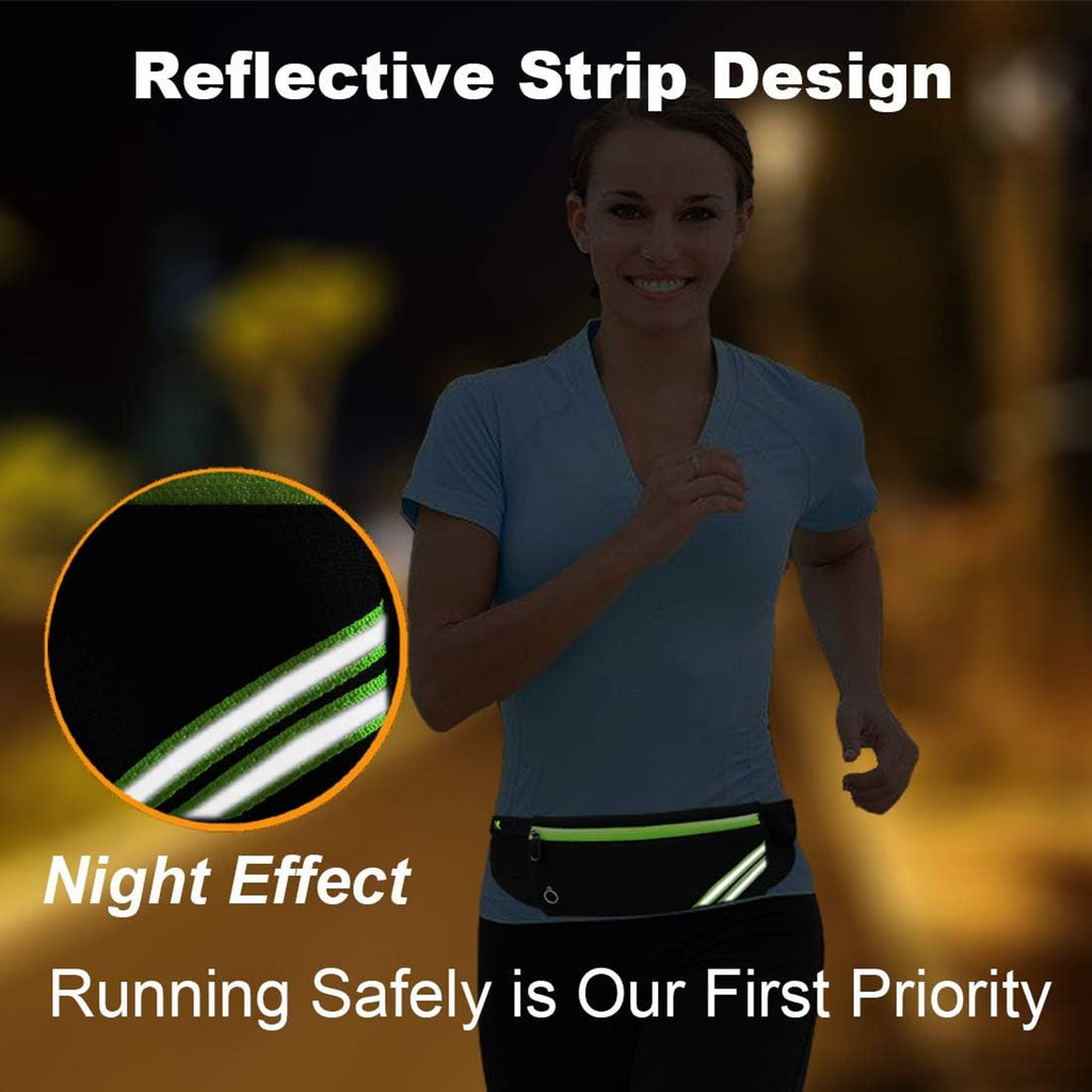 AOMRCOL Slim Running Belt Fanny Pack Phone Holder Money Belt Women and Men | Waist Pack Bag for Hiking Cycling Workout Travelling, Reflective Runners Belt Jogging Pouch, Sport Gear Accessories