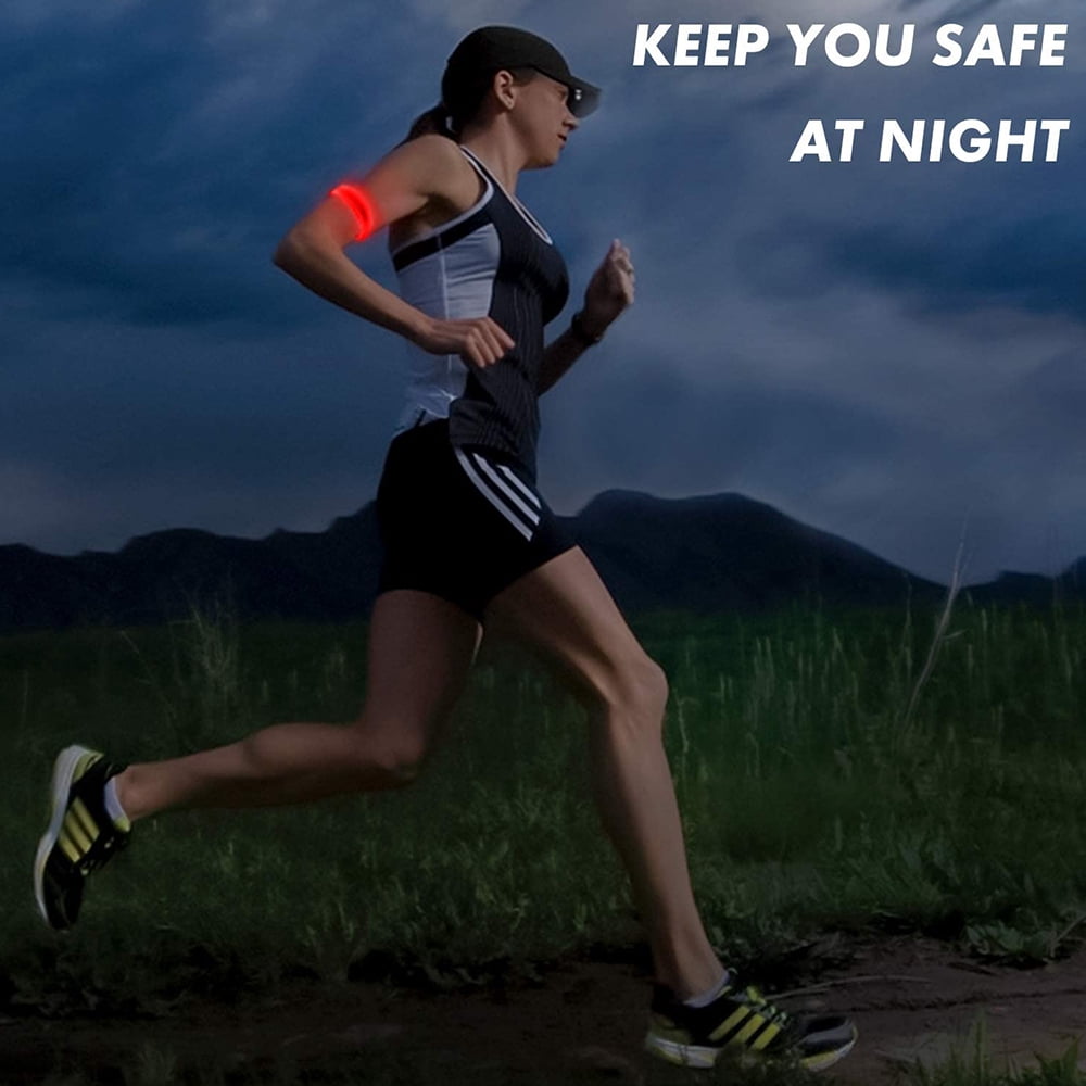 Running Light for Runners (2 Pack) Rechargeable LED Armband Reflective Running Gear, LED Light Up Band for Joggers Bikers Walkers,Red