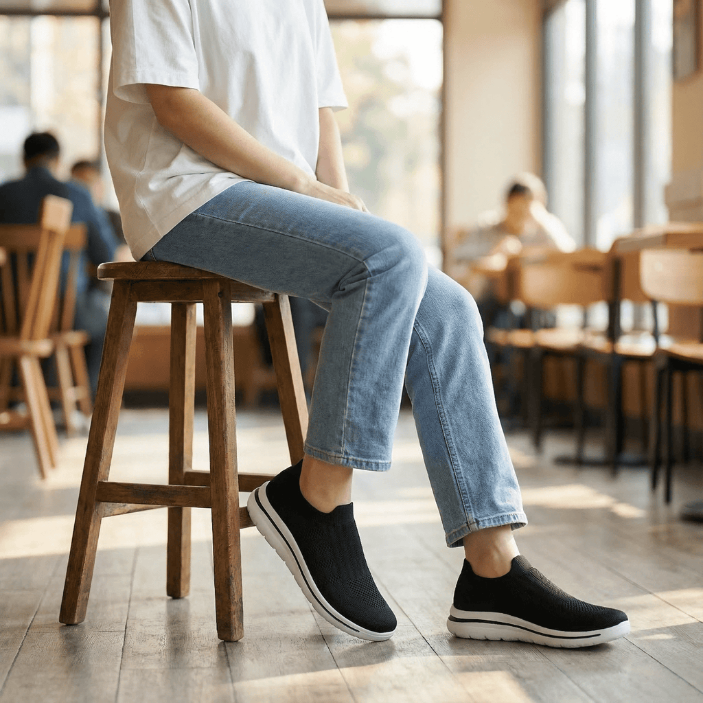 Unisex Sock Walking Shoes Wide Toe Box Slip-on Mens Running Shoe Womens Lightweight Casual Fashion Sneakers Black 8Women/6Men