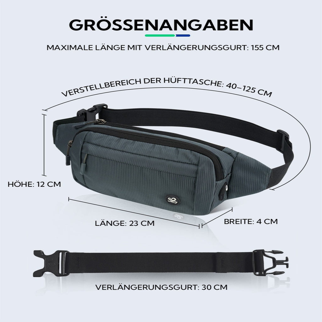 WATERFLY Unisex Lightweight Running Hiking Jogging Nylon Fanny Pack Waist Bag-Dark Blue