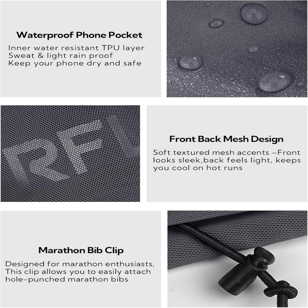 WATERFLY Unisex Adjustable Sports Jogging Fitness Nylon Running Waist Belt Band,Black