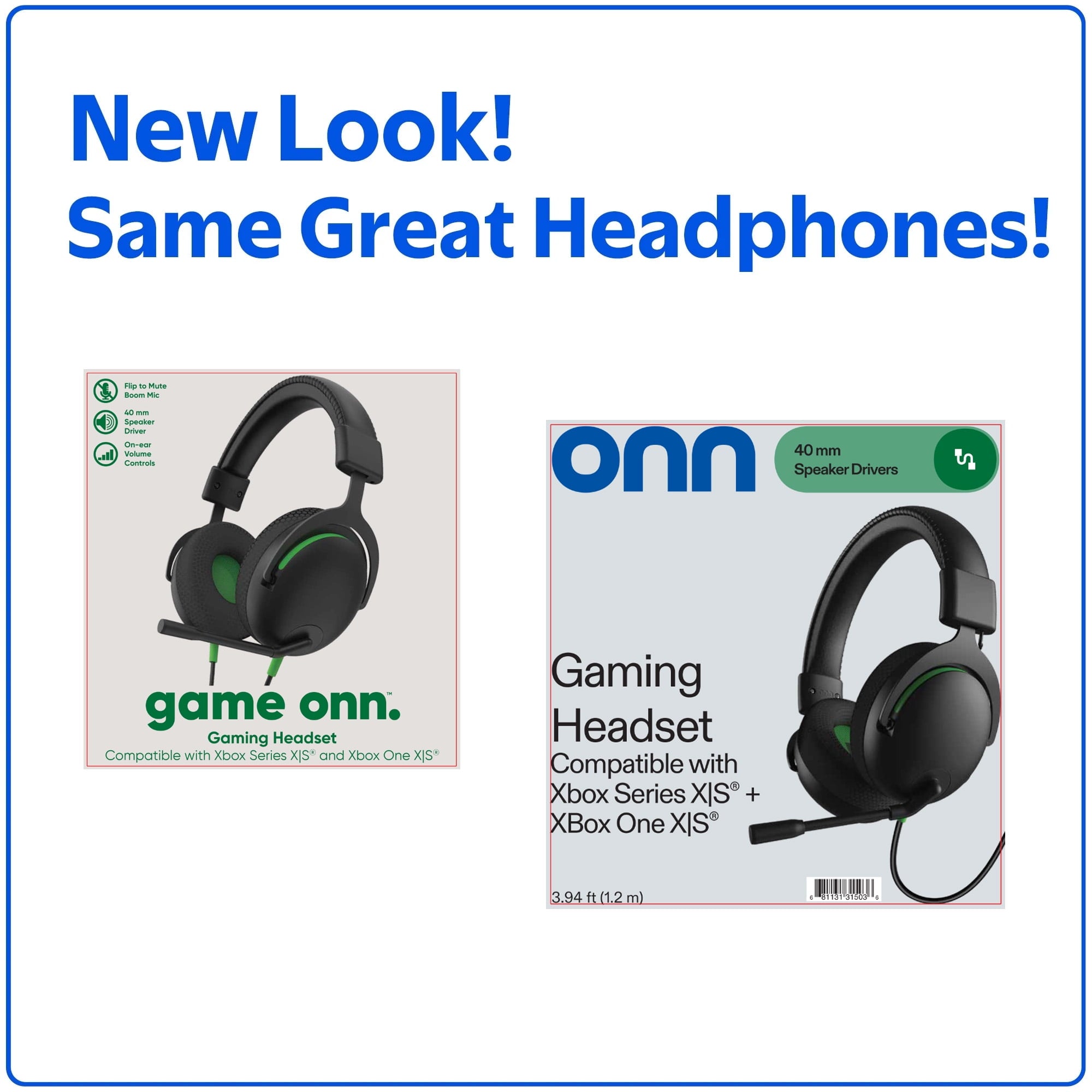 onn Wired Gaming Headset Compatible with Xbox Series X/S and Xbox One X/S, Black and Green