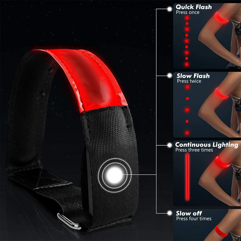 Heldig 2 Pack Running Light for Runners Rechargeable LED Armband Reflective Running Gear, LED Light Up Band for Joggers Bikers WalkersB
