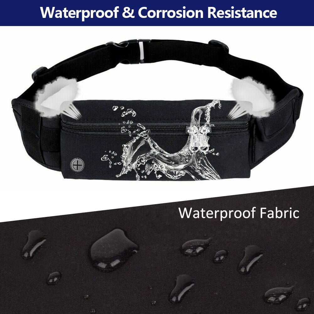 IClover Running Waist Bag Fanny Pack / Hip Pack Pouch for Man Women Sports Travel Hiking / Money for iPhone 16/15/14/ Pro Max/13/12/Pro/Max Samsung Note 20/S23 Ultra/Plus Black All Sizes