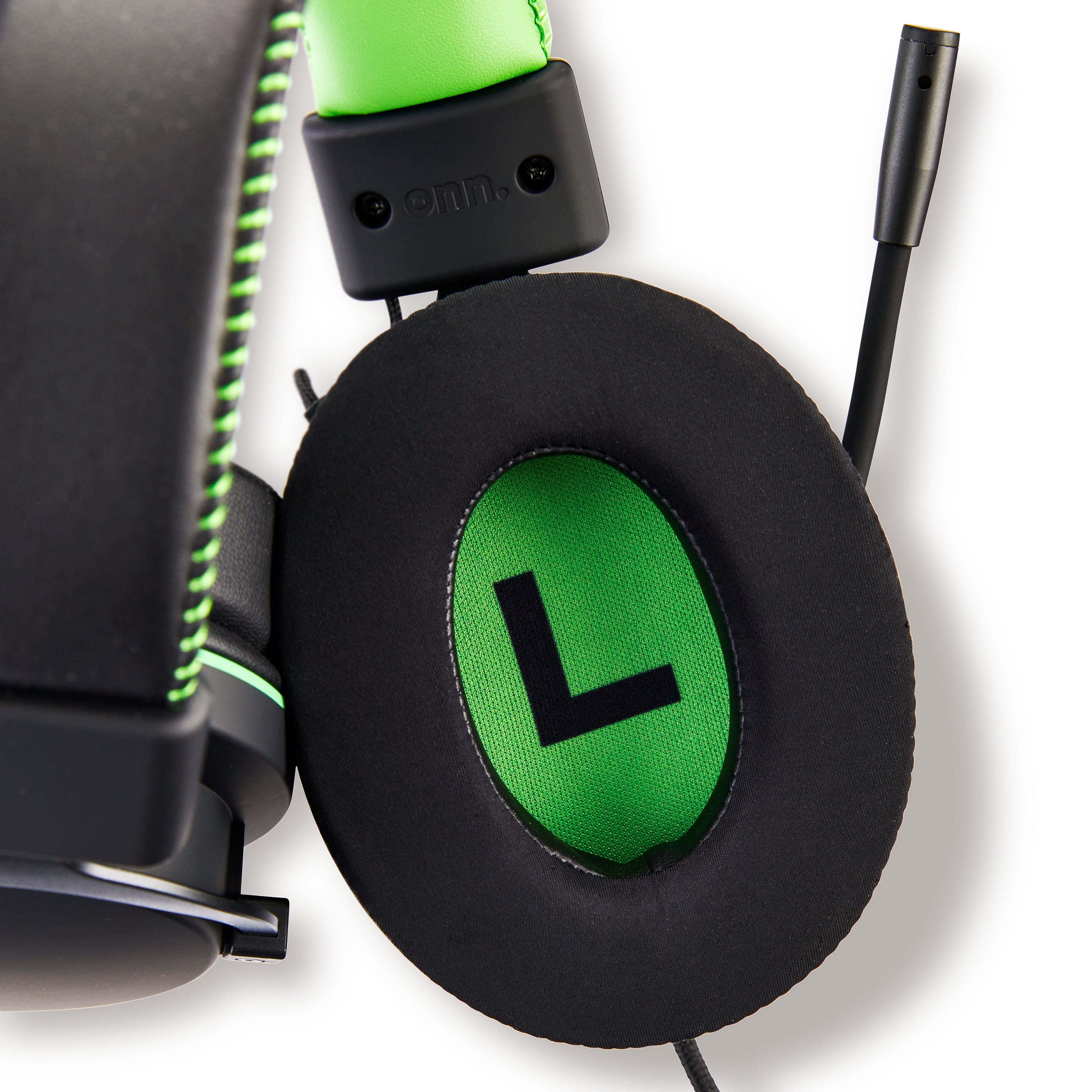 onn Wired Gaming Headset Compatible with Xbox, Black and Green
