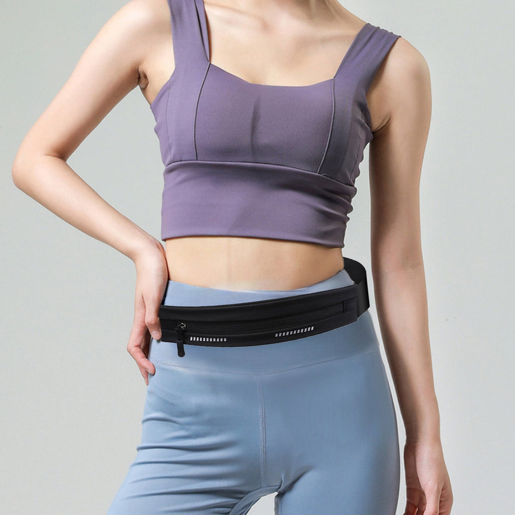 DAMAI Slim Running Belt Fanny Pack, Exercise Waist Pack for Women and Men, Runners Fanny Pack Phone Holder, Waist Belt for Workout Jogging Hiking Cycling, Money Belt Running Gear Accessories (Black)