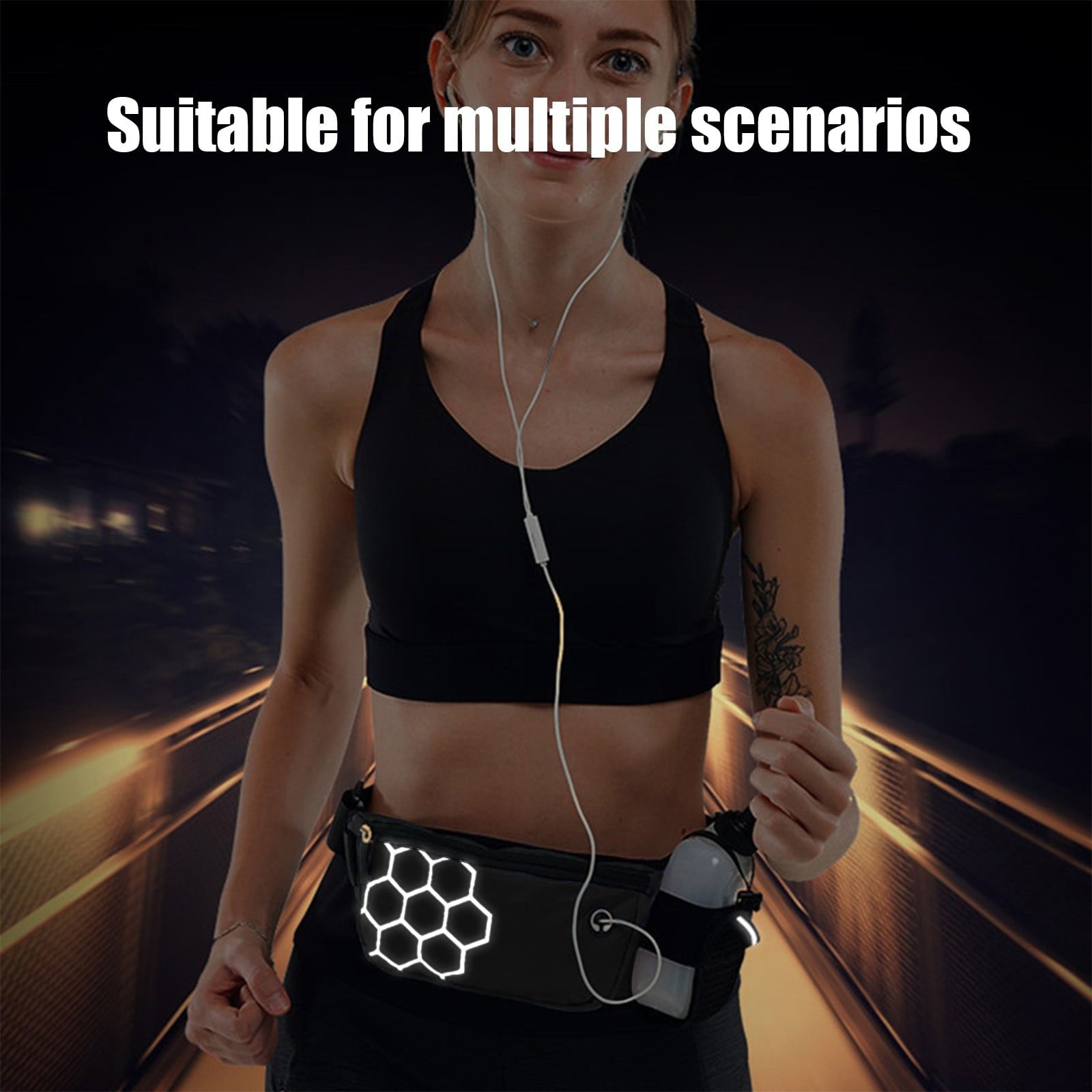 Running Waist Pack with Water Bottle Holder | Waterproof Sports Belt Bag for Phone & Keys | Unisex Fanny Pack 27x14cm | Lightweight Marathon Running Gear & Hiking Hydration Pack | 100g
