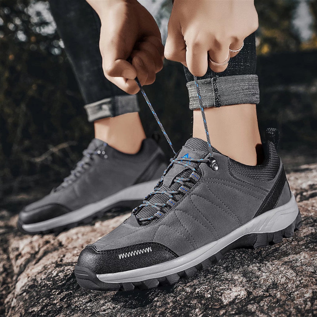 HOBIBEAR Mens Sneakers Leather Running Shoes Trainers Sneaker Casual Hiking Shoes