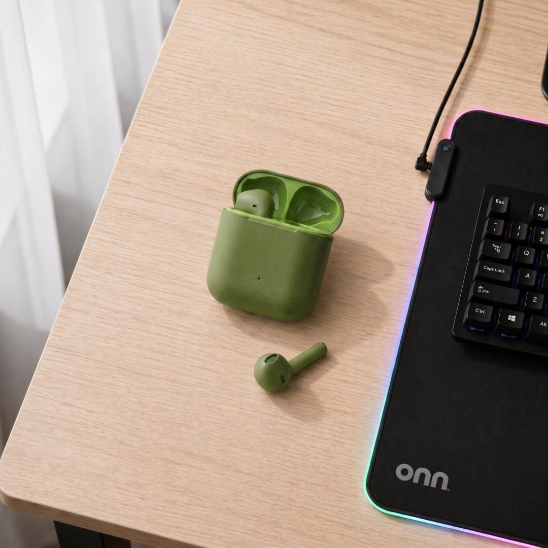 Onn Noise-Canceling Bluetooth Earphones with Microphones - Gray
