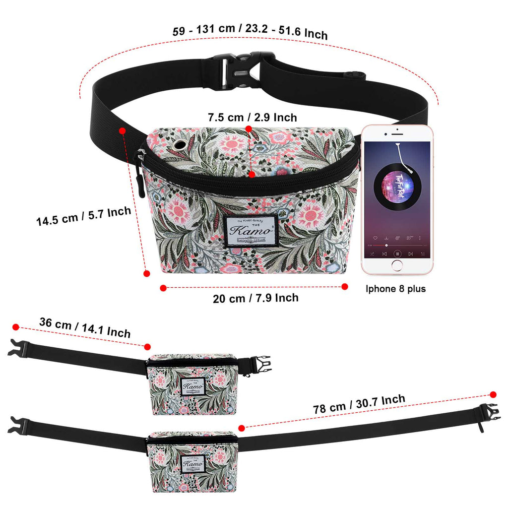 HAWEE Fanny Packs for Women - Slim Yet Spacious Waist Pack with Headphone Cord Access - Lightweight Fannie Hip Bag Great for Hiking, Walking, Biking, Running, Travel