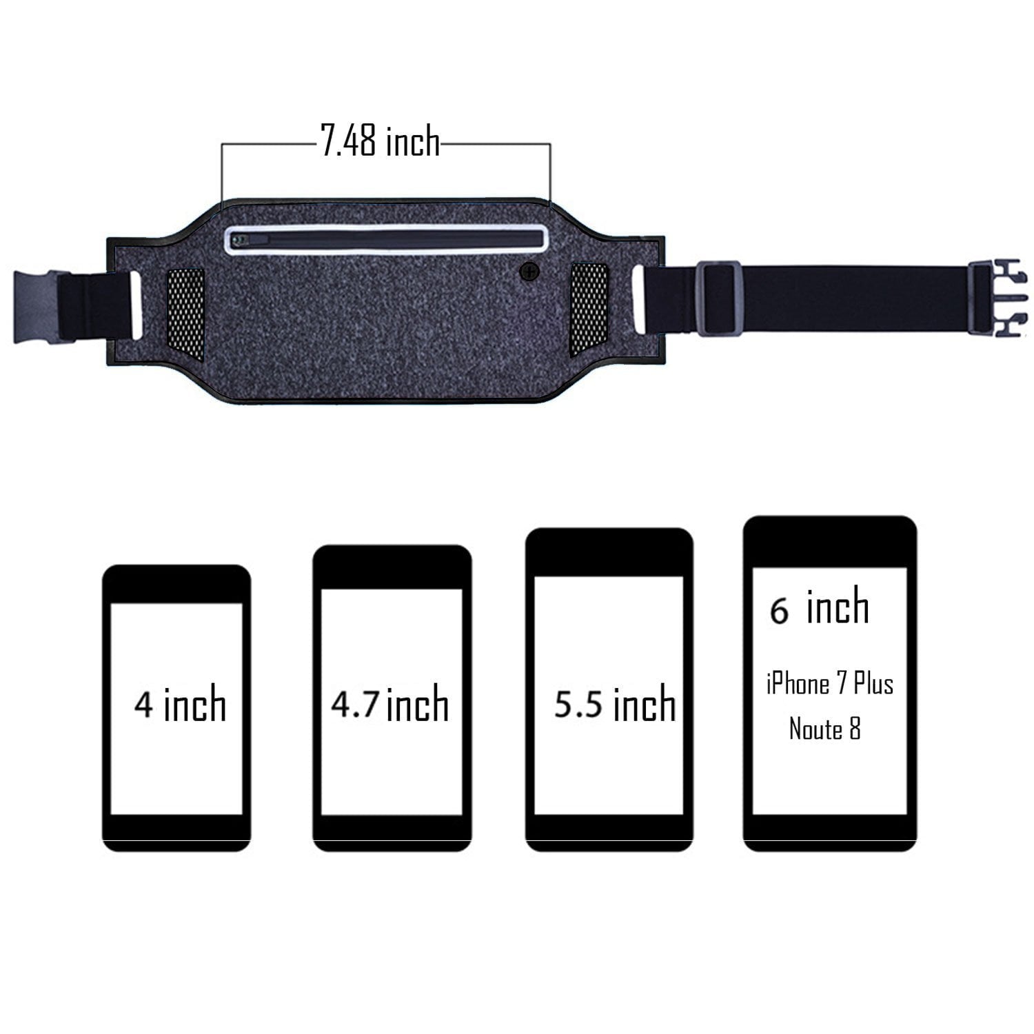 Running Waist Pack, EpicGadget(TM) Lightweight Water Resistant Reflective Runner Belt Sports Fanny Pack Adjustable Waistband (Light Blue)