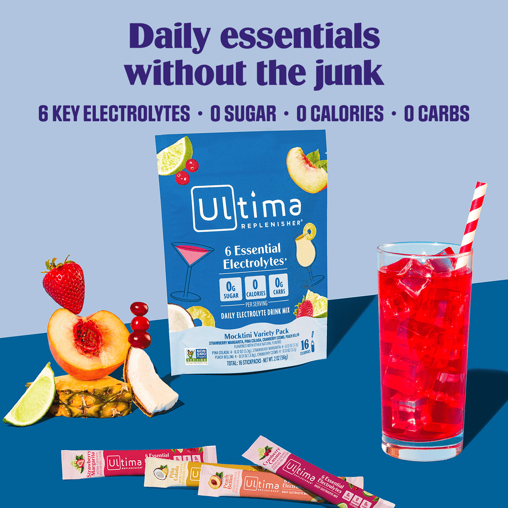 Ultima Replenisher, Electrolyte Drink Mix Packets, Sugar Free Daily Hydration Powder, Mocktini Variety Pack, 16 Count Stickpacks